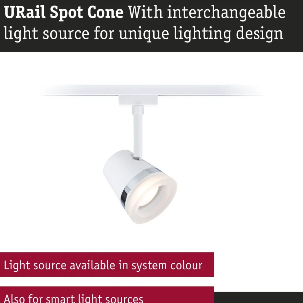Kiskospotti Paulmann URail Cone GU10 max. 10W himmennettävä valkoinen