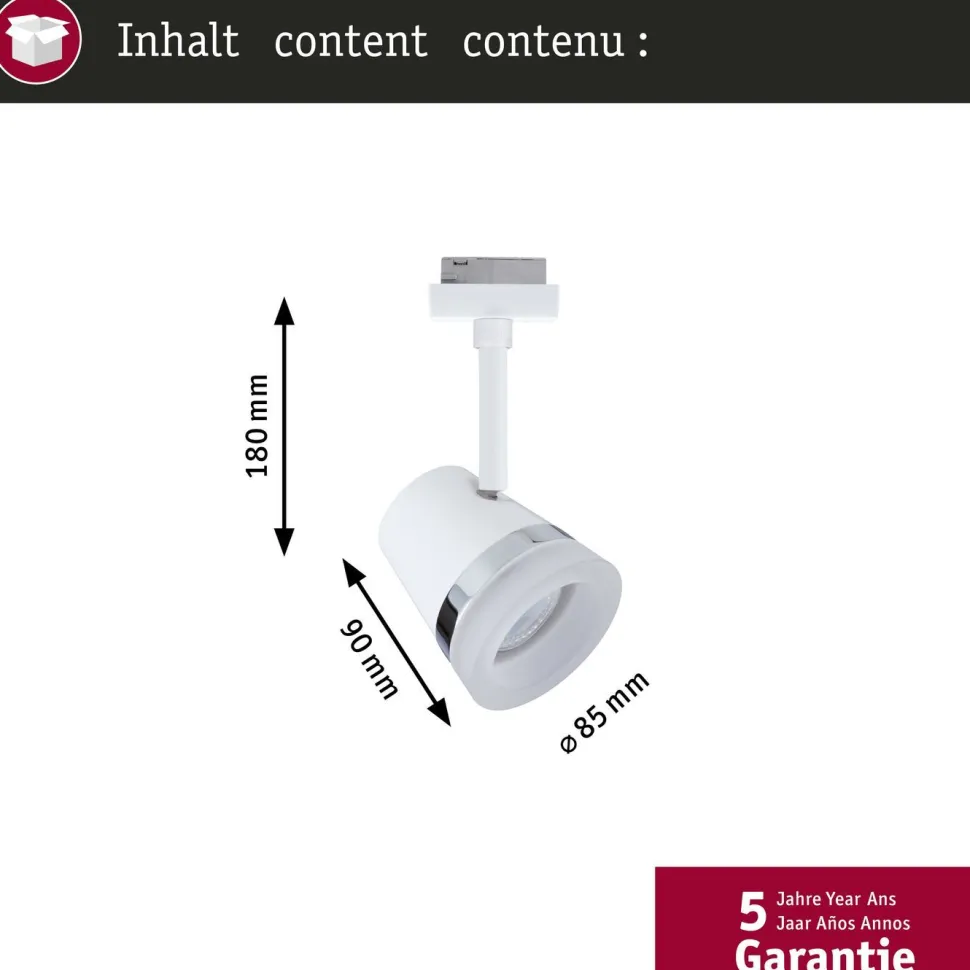 Kiskospotti Paulmann URail Cone GU10 max. 10W himmennettävä valkoinen