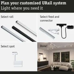 Kiskospotti Paulmann URail Luxe GU10 max. 10W himmennettävä mattamusta
