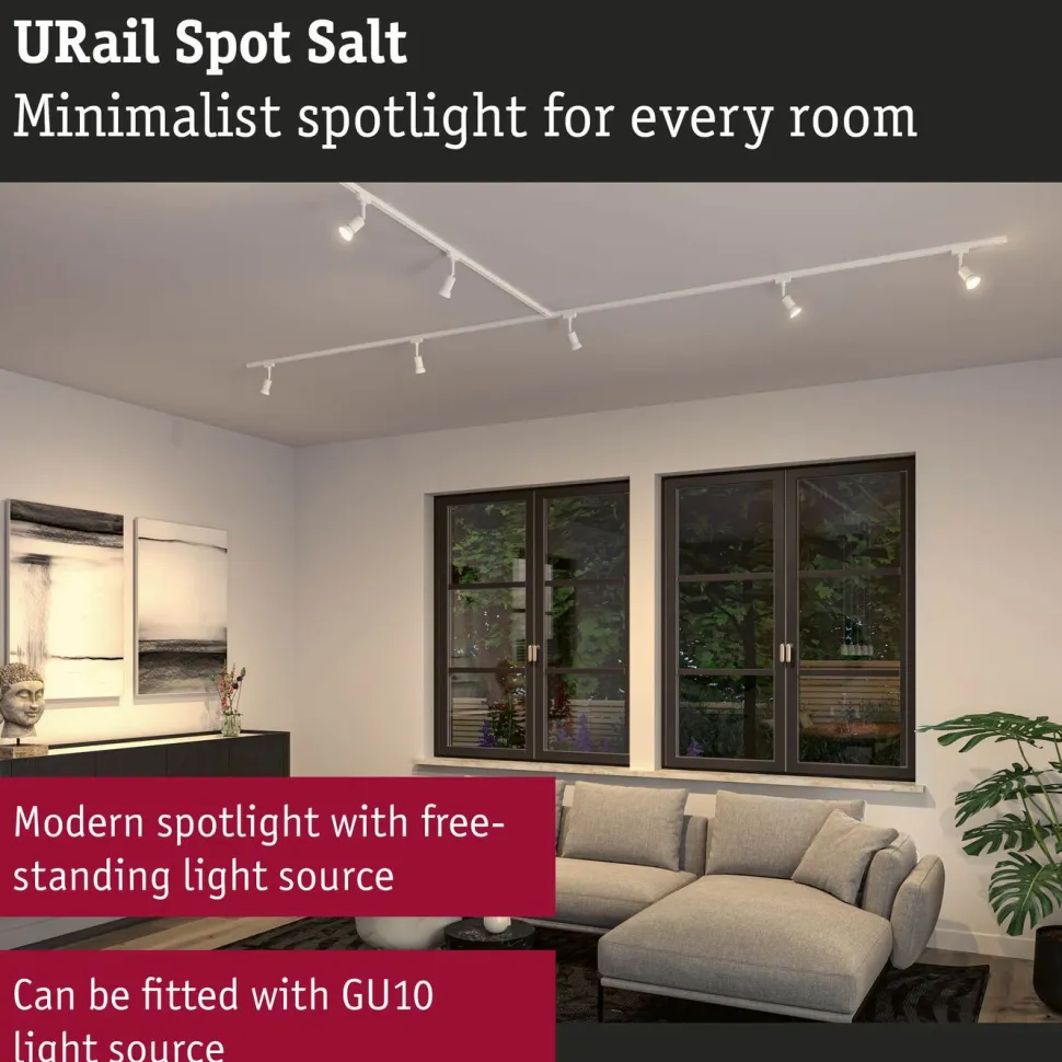 Kiskospotti Paulmann URail Salt GU10 max. 10W himmennettävä mattamusta