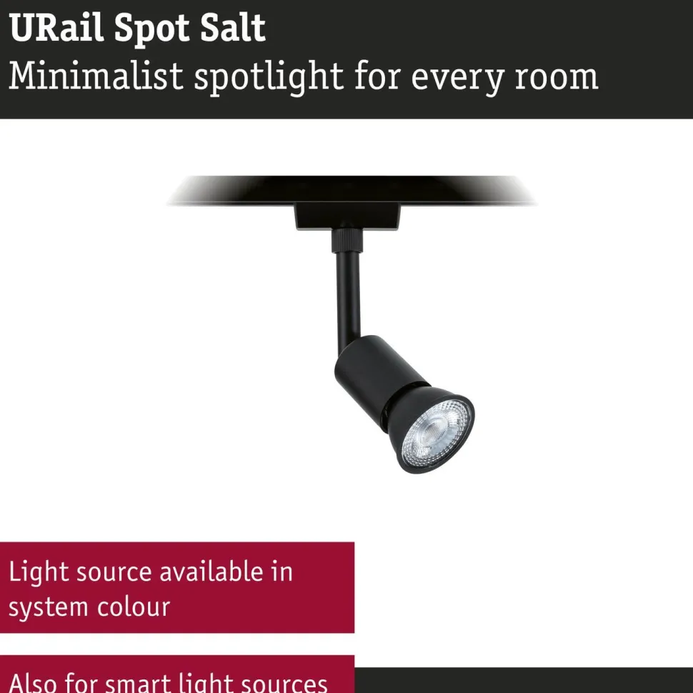 Kiskospotti Paulmann URail Salt GU10 max. 10W himmennettävä mattamusta