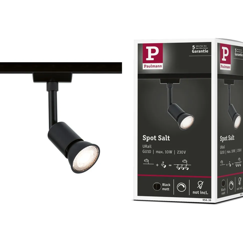 Kiskospotti Paulmann URail Salt GU10 max. 10W himmennettävä mattamusta