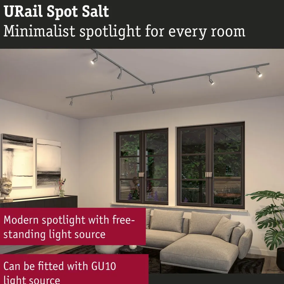 Kiskospotti Paulmann URail Salt GU10 max. 10W himmennettävä mattamusta