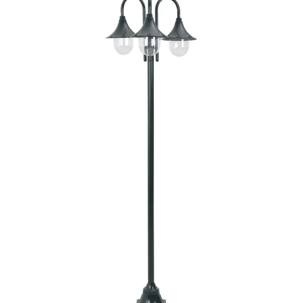 Kolmelyhtyinen pylväsvalaisin puutarhaan e27 220 cm vihreä