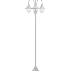 Kolmelyhtyinen pylväsvalaisin puutarhaan e27 220cm valkoinen