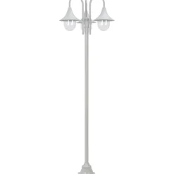 Kolmelyhtyinen pylväsvalaisin puutarhaan e27 220cm valkoinen