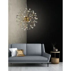 Kristallikattovalaisin Aneta Lighting Viva ø 55 cm messinki/kirkas K9-kristallilasi
