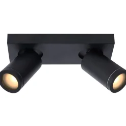 Kylpyhuoneen kattospottivalaisin Lucide Taylor, himmennettävä, 2xGU10 5W 2200K/3000K, IP44, musta