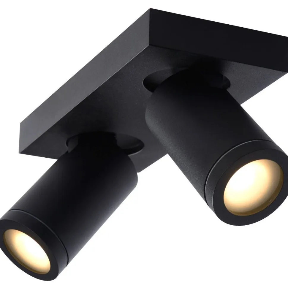 Kylpyhuoneen kattospottivalaisin Lucide Taylor, himmennettävä, 2xGU10 5W 2200K/3000K, IP44, musta