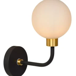 Kylpyhuoneen seinävalaisin Lucide Berend ylös-alas valo, 25.2cm, 1xG9, IP44, musta/opaali