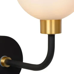 Kylpyhuoneen seinävalaisin Lucide Berend ylös-alas valo, 25.2cm, 1xG9, IP44, musta/opaali
