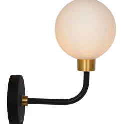 Kylpyhuoneen seinävalaisin Lucide Berend ylös-alas valo, 25.2cm, 1xG9, IP44, musta/opaali