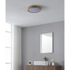Kylpyhuonekattovalaisin Eglo Musurita LED Ø34cm IP44 puu/valkoinen