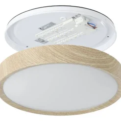 Kylpyhuonekattovalaisin Eglo Musurita LED Ø34cm IP44 puu/valkoinen