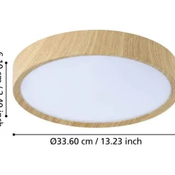 Kylpyhuonekattovalaisin Eglo Musurita LED Ø34cm IP44 puu/valkoinen