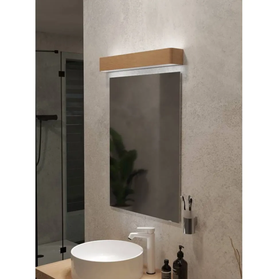 Kylpyhuoneseinävalaisin Eglo Sania 6 LED IP44 puu/valkoinen