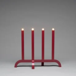 Kynttelikkö Konstsmide, 4-osainen, puu, E10, 42cm, punainen