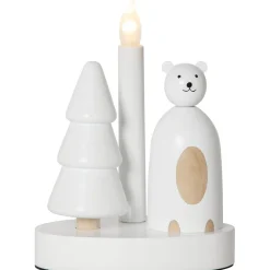 Kynttelikkö Star Trading Christmas Joy Polar Bear, 33x9x22cm, valkoinen
