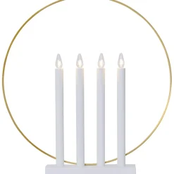 Kynttelikkö Star Trading Glory, 4-osainen, 45cm, valkoinen/messinki