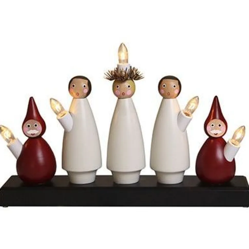 Kynttelikkö Star Trading Lucia-kuoro 5-osainen 22 cm puu