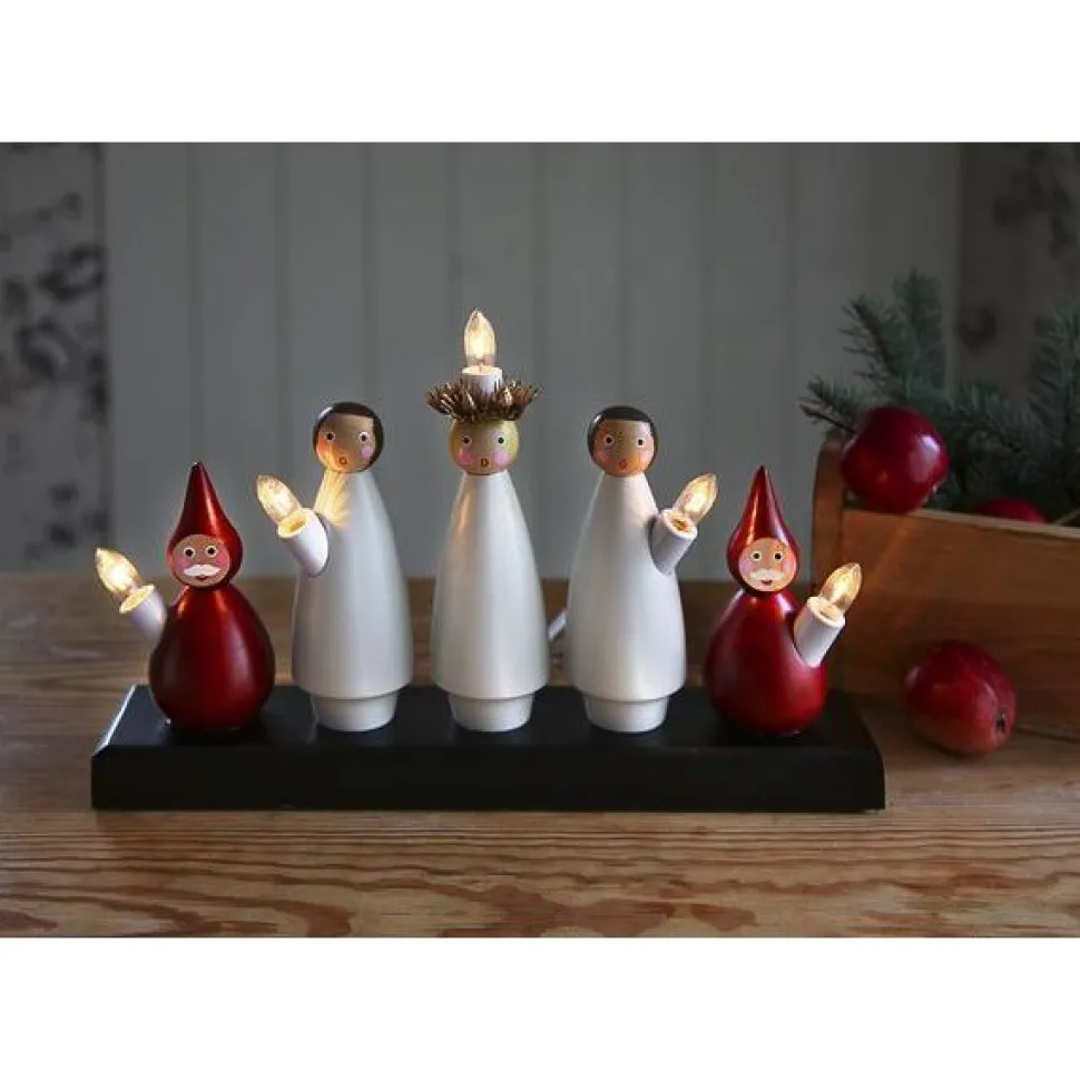 Kynttelikkö Star Trading Lucia-kuoro 5-osainen 22 cm puu