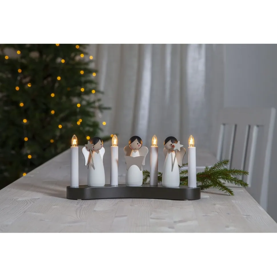 Kynttelikkö Star Trading Angel Choir, 31x8x15cm, valkoinen