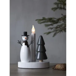 Kynttelikkö Star Trading Christmas Joy Snowman, 16x10x21cm, valkoinen