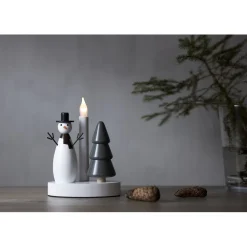 Kynttelikkö Star Trading Christmas Joy Snowman, 16x10x21cm, valkoinen