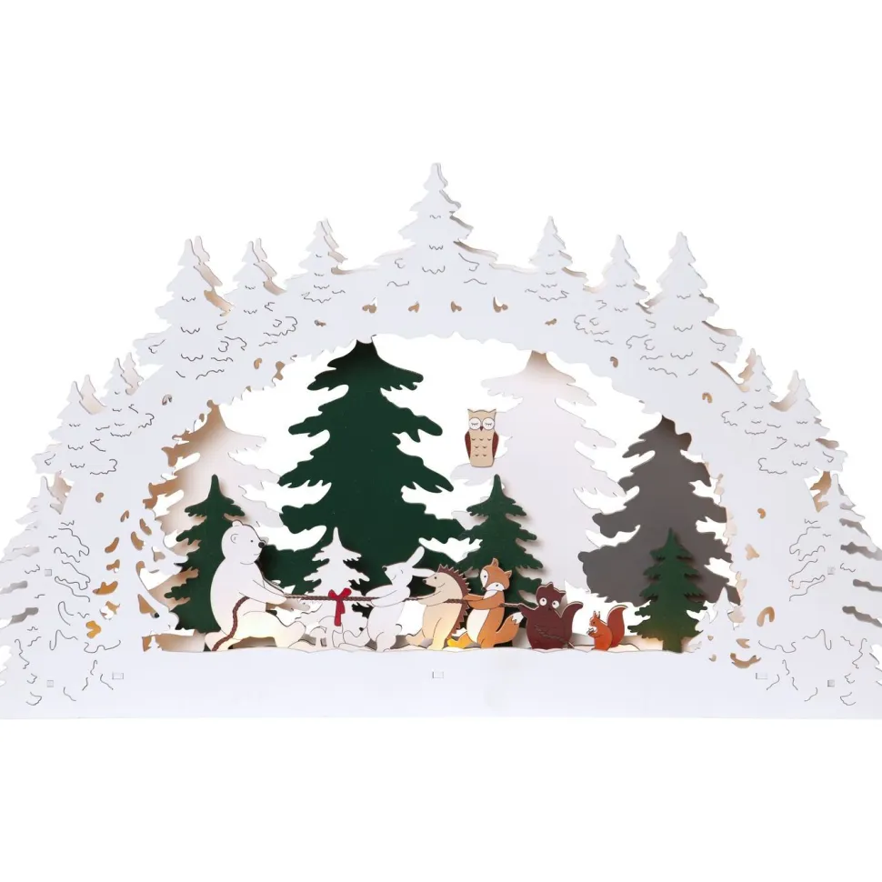 Kynttelikkö Star Trading Forest Friends, 450x50x270mm,valkoinen/moniväri