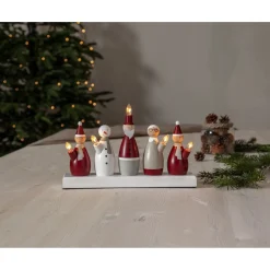 Kynttelikkö Star Trading Tomtefamilj, 33,5x7x20,5cm, moniväri