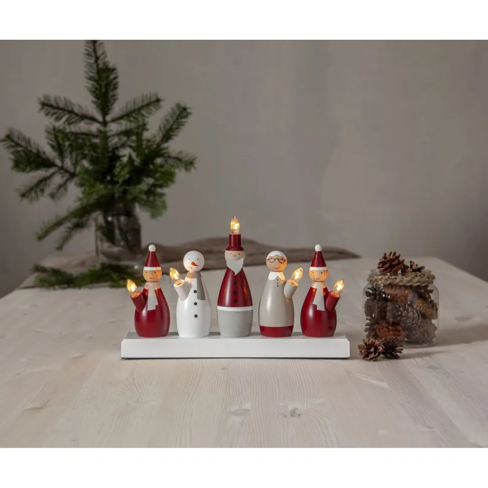 Kynttelikkö Star Trading Tomtefamilj, 33,5x7x20,5cm, moniväri