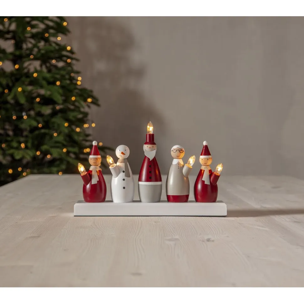 Kynttelikkö Star Trading Tomtefamilj, 33,5x7x20,5cm, moniväri