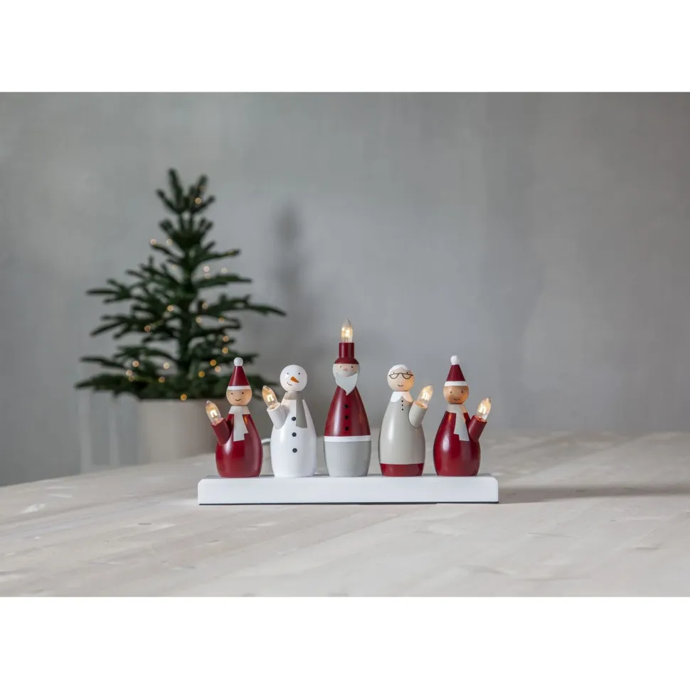 Kynttelikkö Star Trading Tomtefamilj, 33,5x7x20,5cm, moniväri