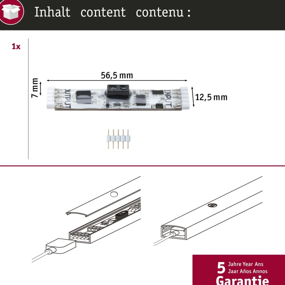 Kytkin- ja himmenninanturi Paulmann MaxLED Touchless, DC 24V, max.144W, valkoinen
