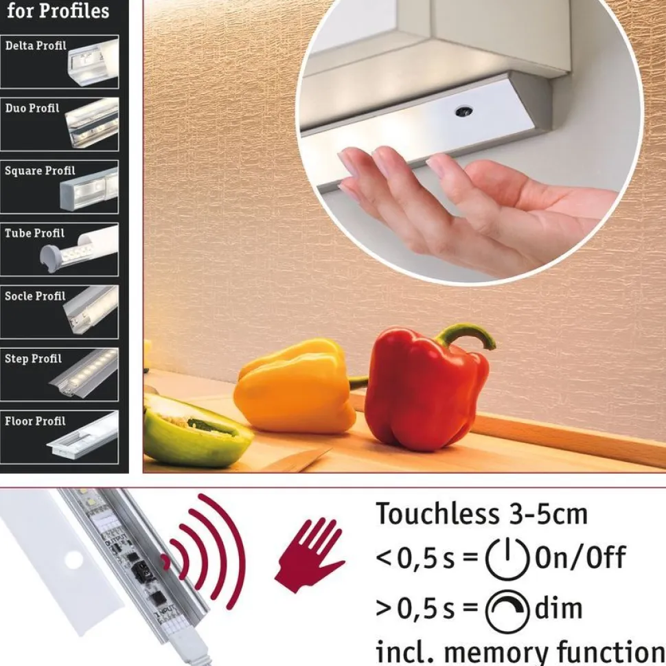 Kytkin- ja himmenninanturi Paulmann MaxLED Touchless, DC 24V, max.144W, valkoinen