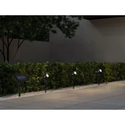 Ladattava aurinkokennovalaisin Trio Obidos Hybrid LED 3-osainen maapiikki hämärätunnistin 4000K mattamusta