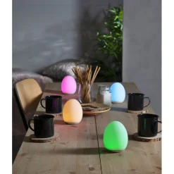 Ladattava LED-pöytävalaisin Star Trading Oval Ø92x110 mm valkoinen