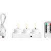 Ladattava LED-tuikkukynttilä Markslöjd Tea 3kpl kaukosäädin USB-C valkoinen