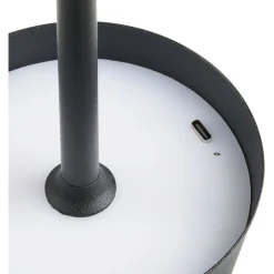 Ladattava pöytävalaisin House Nordic Bradford, ø10cm, IP20, 3.7V, 1800mAh, musta metalli