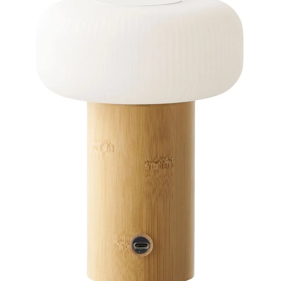 Ladattava pöytävalaisin House Nordic Stafford, IP20, 3.7V, 1200mAh, bambu/valkoinen