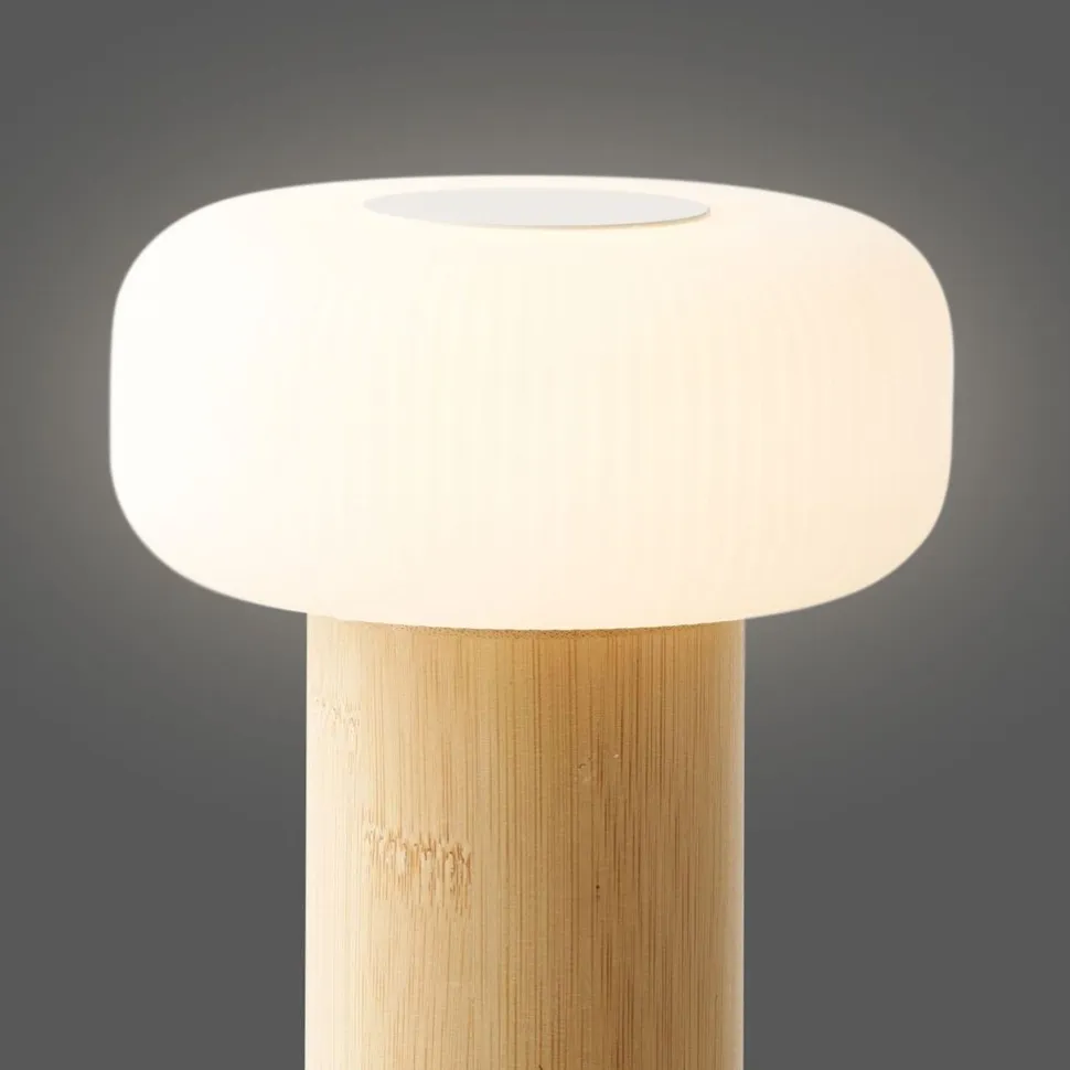 Ladattava pöytävalaisin House Nordic Stafford, IP20, 3.7V, 1200mAh, bambu/valkoinen