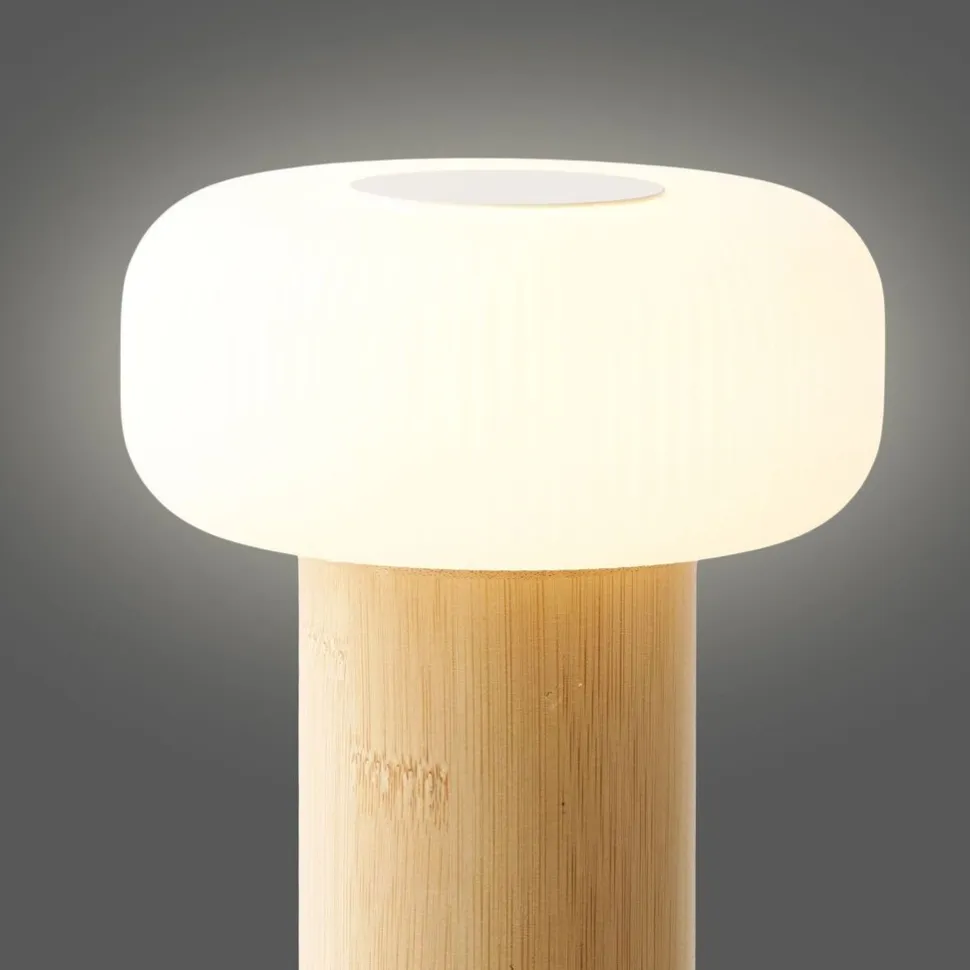 Ladattava pöytävalaisin House Nordic Stafford, IP20, 3.7V, 1200mAh, bambu/valkoinen