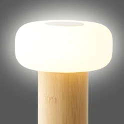 Ladattava pöytävalaisin House Nordic Stafford, IP20, 3.7V, 1200mAh, bambu/valkoinen