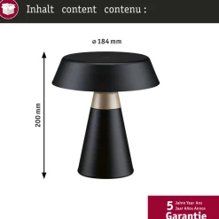 Ladattava pöytävalaisin Paulmann Lirox IP44 White Switch, musta/samppanja