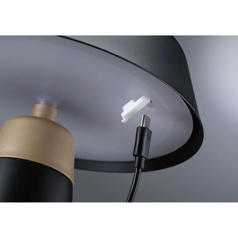 Ladattava pöytävalaisin Paulmann Lirox IP44 White Switch, musta/samppanja