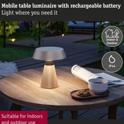 Ladattava pöytävalaisin Paulmann Lirox IP44 White Switch, musta/samppanja