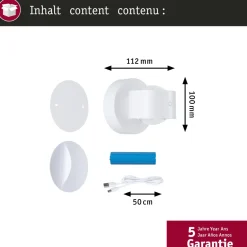 Ladattava seinävalaisin Paulmann Zorik LED IP44 100mm 2700K 2x1.1W, himmennettävä