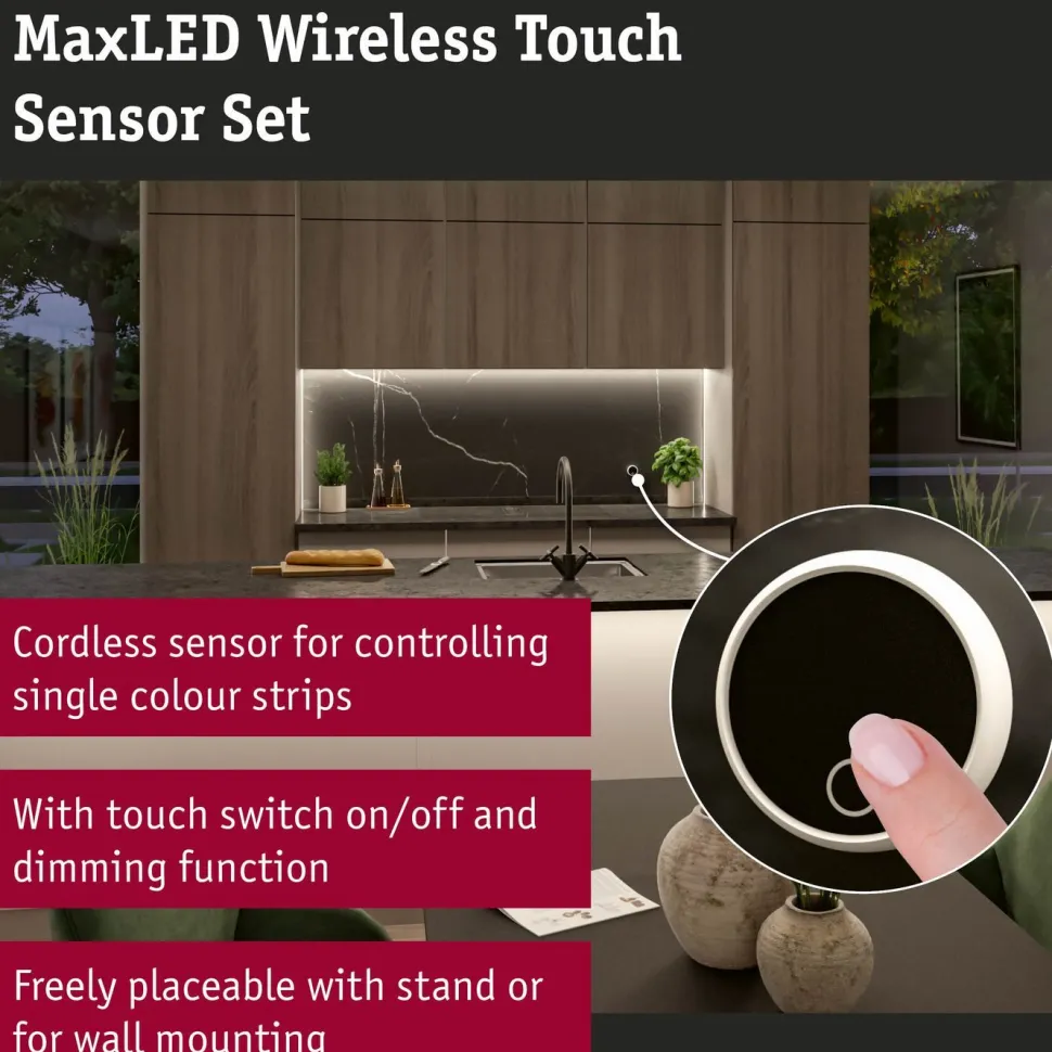 Langaton kosketusohjainsetti Paulmann MaxLED Wireless Touch himmennettävä valkoinen/musta