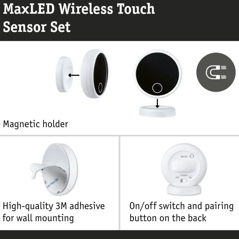 Langaton kosketusohjainsetti Paulmann MaxLED Wireless Touch himmennettävä valkoinen/musta