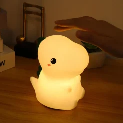 Lasten pöytävalaisin FocusLight Dino RGB ladattava valkoinen